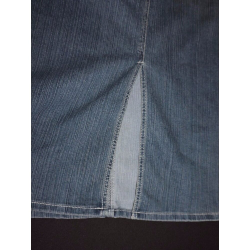 Neeso Jeans Denim Skirt Straight 34" Long Modest 15/16 Beaded Back Pockets EUC - Picture 8 of 11